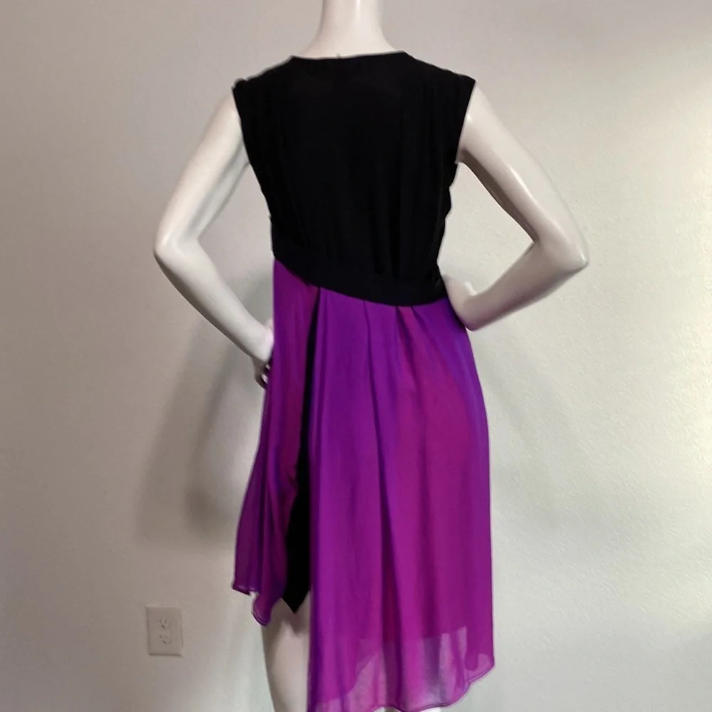 Narciso Rodriguez Black With Sheer Purple Overlay Sleeveless Dress Size 4 - Picture 6 of 9